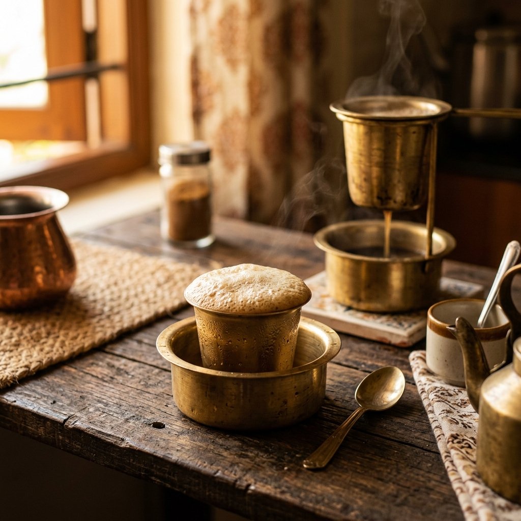 Traditional South Indian coffee preparation